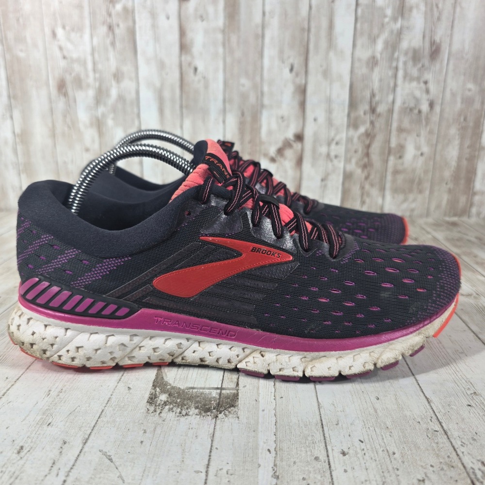 Brooks Transcend 6 Womens Running Shoes Black Pink Red‎ 1202871B080 Size 11